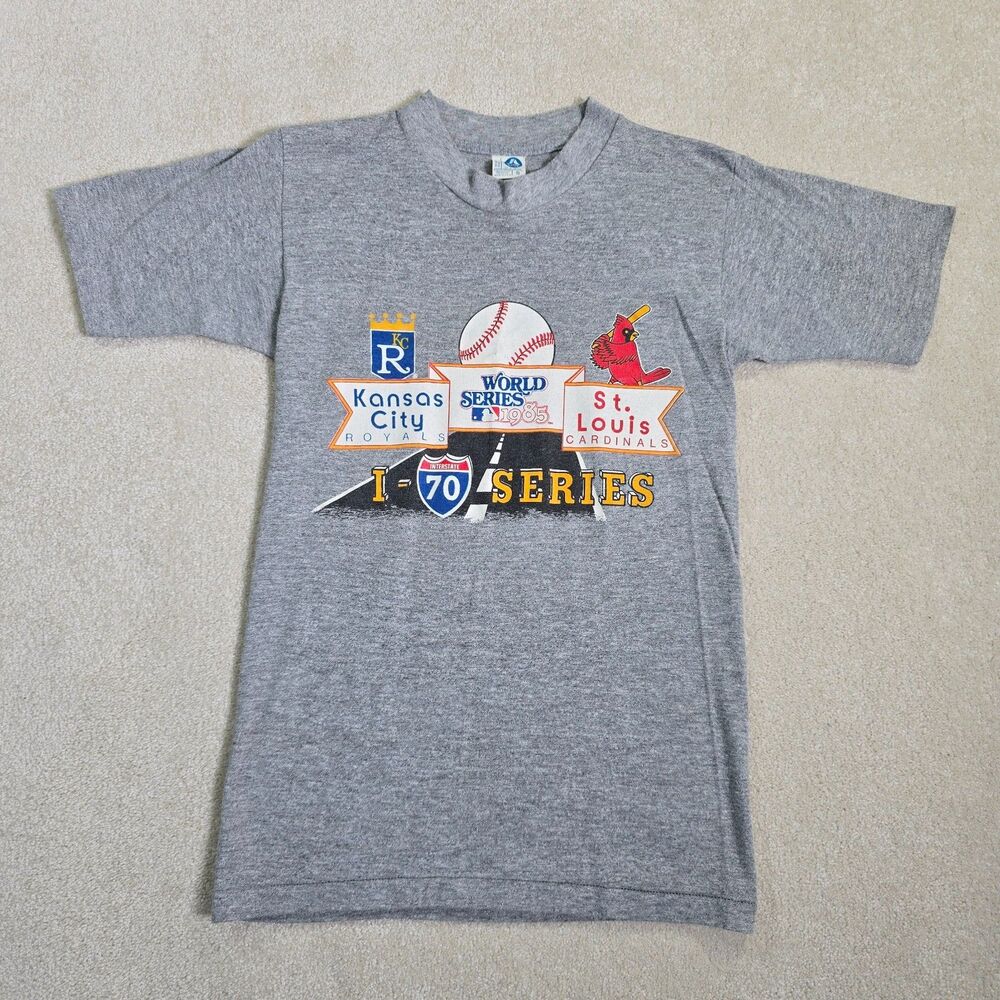Kansas City Royals Shirt Adult S Gray Vintage 1985 MLB World Champions Baseball